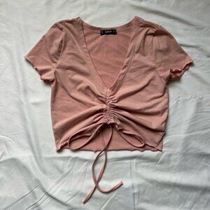 SHEIN V-Neck Crop Top with Adjustable Strings